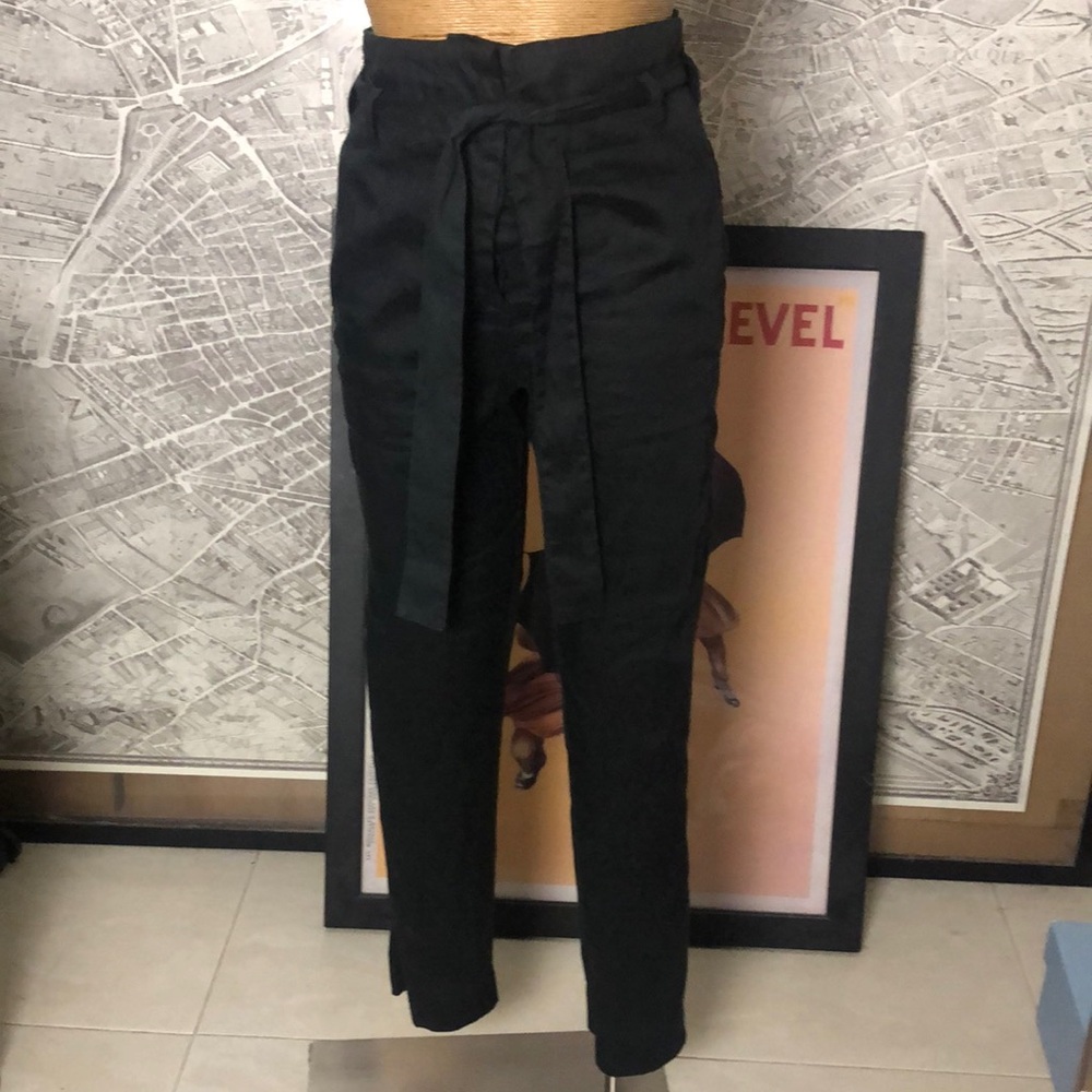 Isabel Marant Black High-Waist Belted Straight Trousers